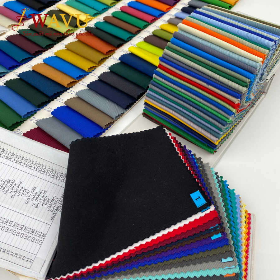 Sản xuất mũ nón theo yêu cầu Bảng màu vải Xưởng May Nón Wavu
